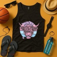Scottish Highland Cow Cattle Hairy Cow Flowers Woman Tank Top thumb 4