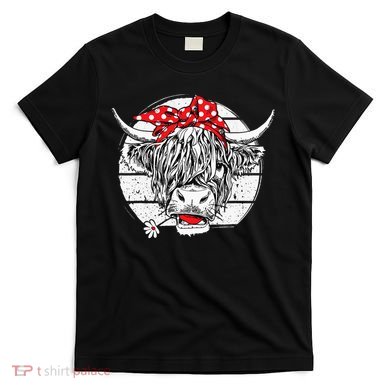 Scottish Highland Cow Cattle Hairy Cow Flowers Woman T-Shirt