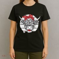 Scottish Highland Cow Cattle Hairy Cow Flowers Woman T-Shirt thumb 4