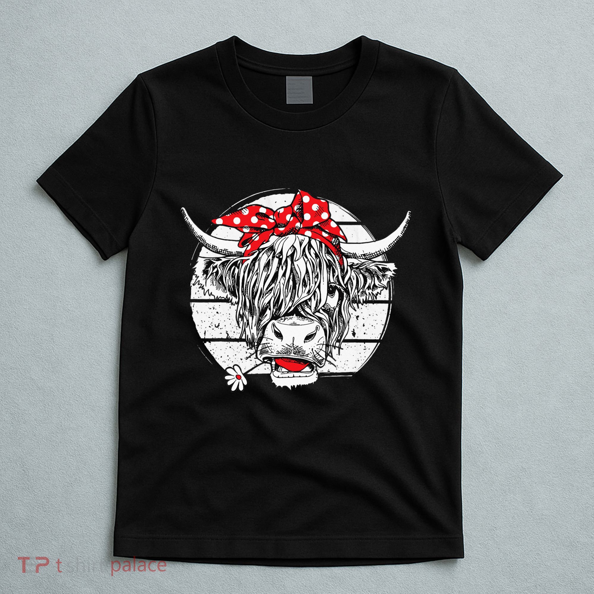 Scottish Highland Cow Cattle Hairy Cow Flowers Woman T-Shirt