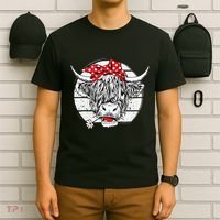 Scottish Highland Cow Cattle Hairy Cow Flowers Woman T-Shirt thumb 6