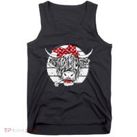 Scottish Highland Cow Cattle Hairy Cow Flowers Woman Tank Top thumb 0