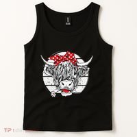 Scottish Highland Cow Cattle Hairy Cow Flowers Woman Tank Top thumb 2