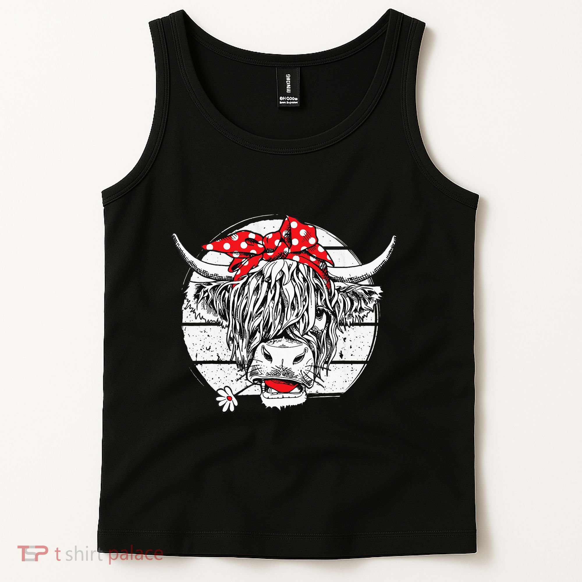 Scottish Highland Cow Cattle Hairy Cow Flowers Woman Tank Top