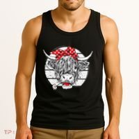 Scottish Highland Cow Cattle Hairy Cow Flowers Woman Tank Top thumb 3