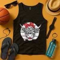 Scottish Highland Cow Cattle Hairy Cow Flowers Woman Tank Top thumb 4
