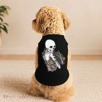 Skeleton Hugging Cat Flowers Skeleton Black Cat Funny Gift Doggie Tank thumb 2