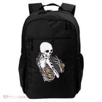Skeleton Hugging Cat Flowers Skeleton Black Cat Funny Gift Backpack thumb 0