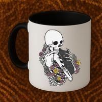 Skeleton Hugging Cat Flowers Skeleton Black Cat Funny Gift Coffee Mug thumb 2