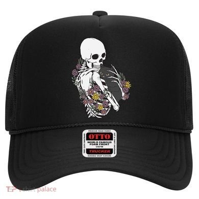 Skeleton Hugging Cat Flowers Skeleton Black Cat Funny Gift Hat
