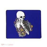 Skeleton Hugging Cat Flowers Skeleton Black Cat Funny Gift Mousepad thumb 0