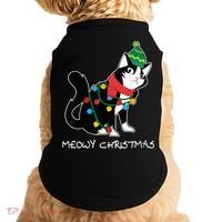 Santa Hat Cat Meowy X-Mas Light Up Funny Christmas Gift Doggie Tank thumb 0