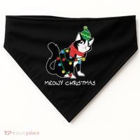 Santa Hat Cat Meowy X-Mas Light Up Funny Christmas Gift USA-Made Doggie Bandana thumb 0