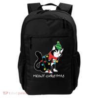 Santa Hat Cat Meowy X-Mas Light Up Funny Christmas Gift Backpack thumb 0