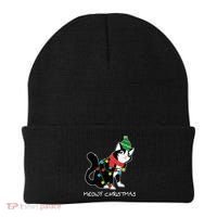 Santa Hat Cat Meowy X-Mas Light Up Funny Christmas Gift Beanie thumb 0