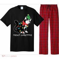 Santa Hat Cat Meowy X-Mas Light Up Funny Christmas Gift Pajama Set thumb 0