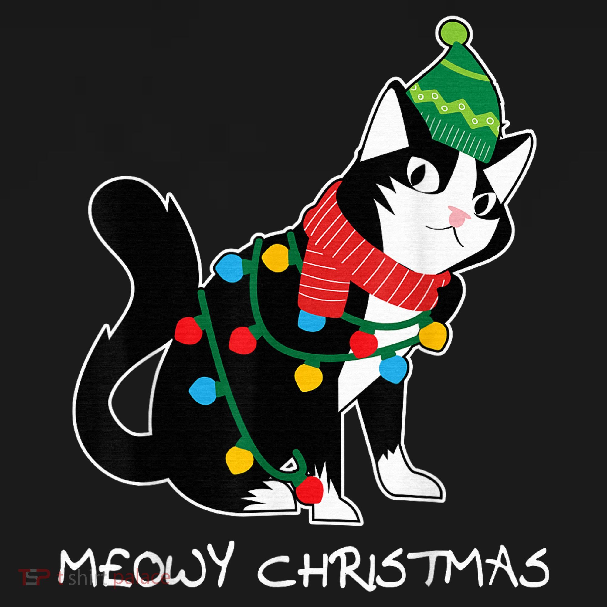 Santa Hat Cat Meowy X-Mas Light Up Funny Christmas Gift Women's Hoodie
