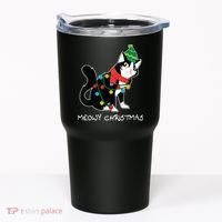 Santa Hat Cat Meowy X-Mas Light Up Funny Christmas Gift Tumbler thumb 0