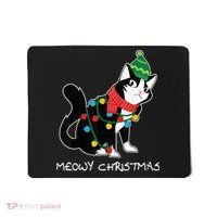 Santa Hat Cat Meowy X-Mas Light Up Funny Christmas Gift Mousepad thumb 0