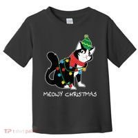 Santa Hat Cat Meowy X-Mas Light Up Funny Christmas Gift Toddler T-Shirt thumb 0
