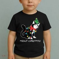 Santa Hat Cat Meowy X-Mas Light Up Funny Christmas Gift Toddler T-Shirt thumb 2