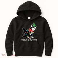 Santa Hat Cat Meowy X-Mas Light Up Funny Christmas Gift Kids Hoodie thumb 0
