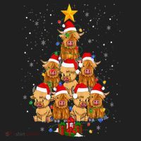 Scottish Highland Cow Christmas Tree Funny Cow Lover Xmas Women's Sweatshirt thumb 2