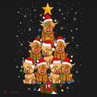Scottish Highland Cow Christmas Tree Funny Cow Lover Xmas Women's Tank Top thumb 5