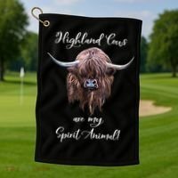 Scottish Highland Cow Spirit Animal Golf Towel thumb 1