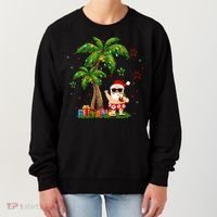 Santa Hawaiian Christmas Palm Tree Lights Xmas Women's Sweatshirt thumb 0