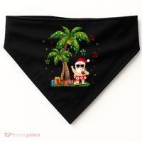Santa Hawaiian Christmas Palm Tree Lights Xmas USA-Made Doggie Bandana thumb 0