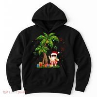 Santa Hawaiian Christmas Palm Tree Lights Xmas Hoodie thumb 0