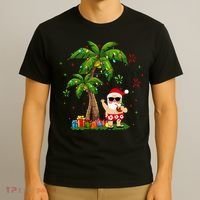 Santa Hawaiian Christmas Palm Tree Lights Xmas T-Shirt thumb 3