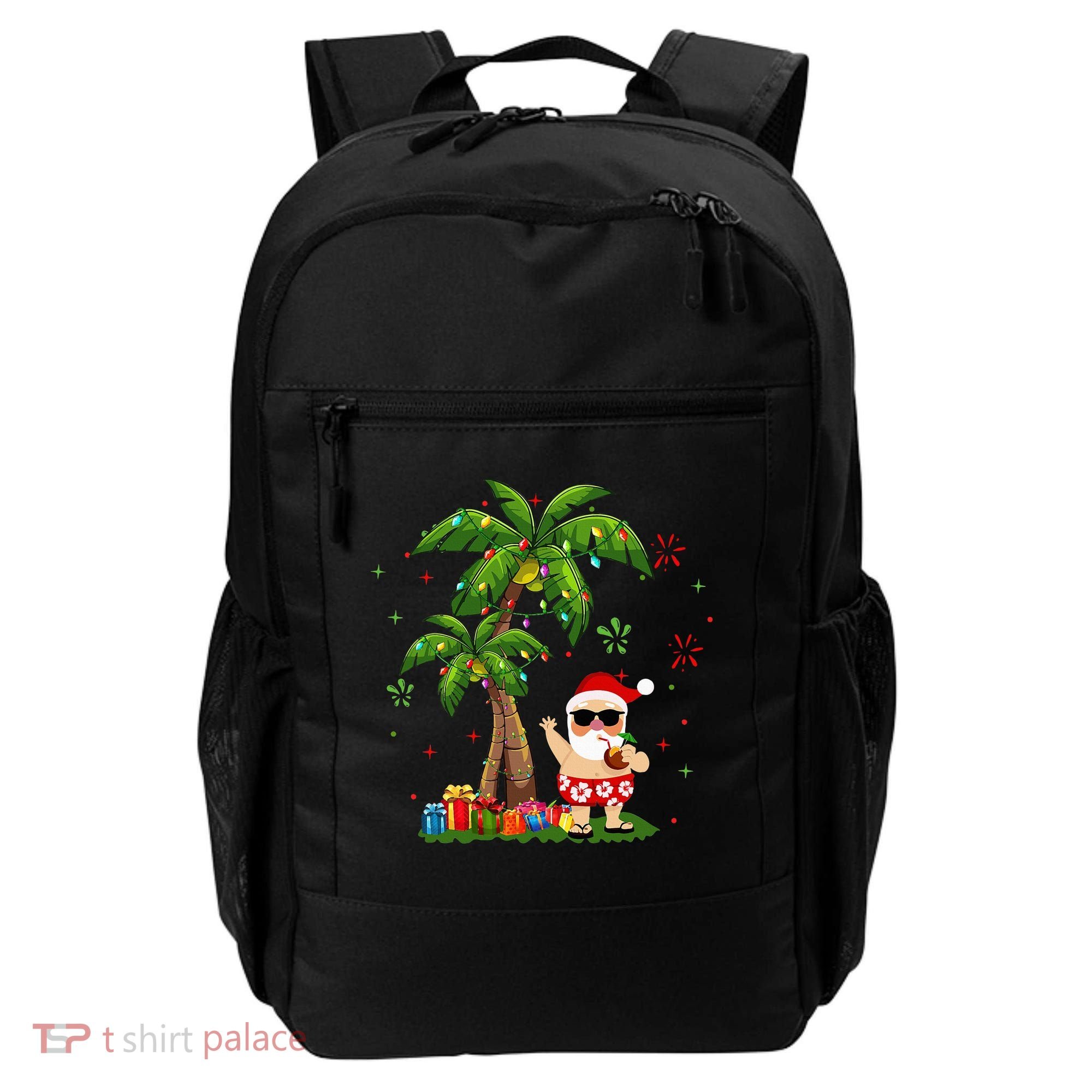 Santa Hawaiian Christmas Palm Tree Lights Xmas Backpack