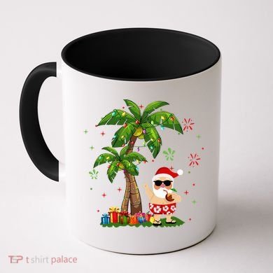 Santa Hawaiian Christmas Palm Tree Lights Xmas Coffee Mug