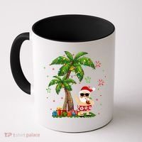 Santa Hawaiian Christmas Palm Tree Lights Xmas Coffee Mug thumb 0