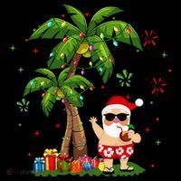 Santa Hawaiian Christmas Palm Tree Lights Xmas Coffee Mug thumb 5