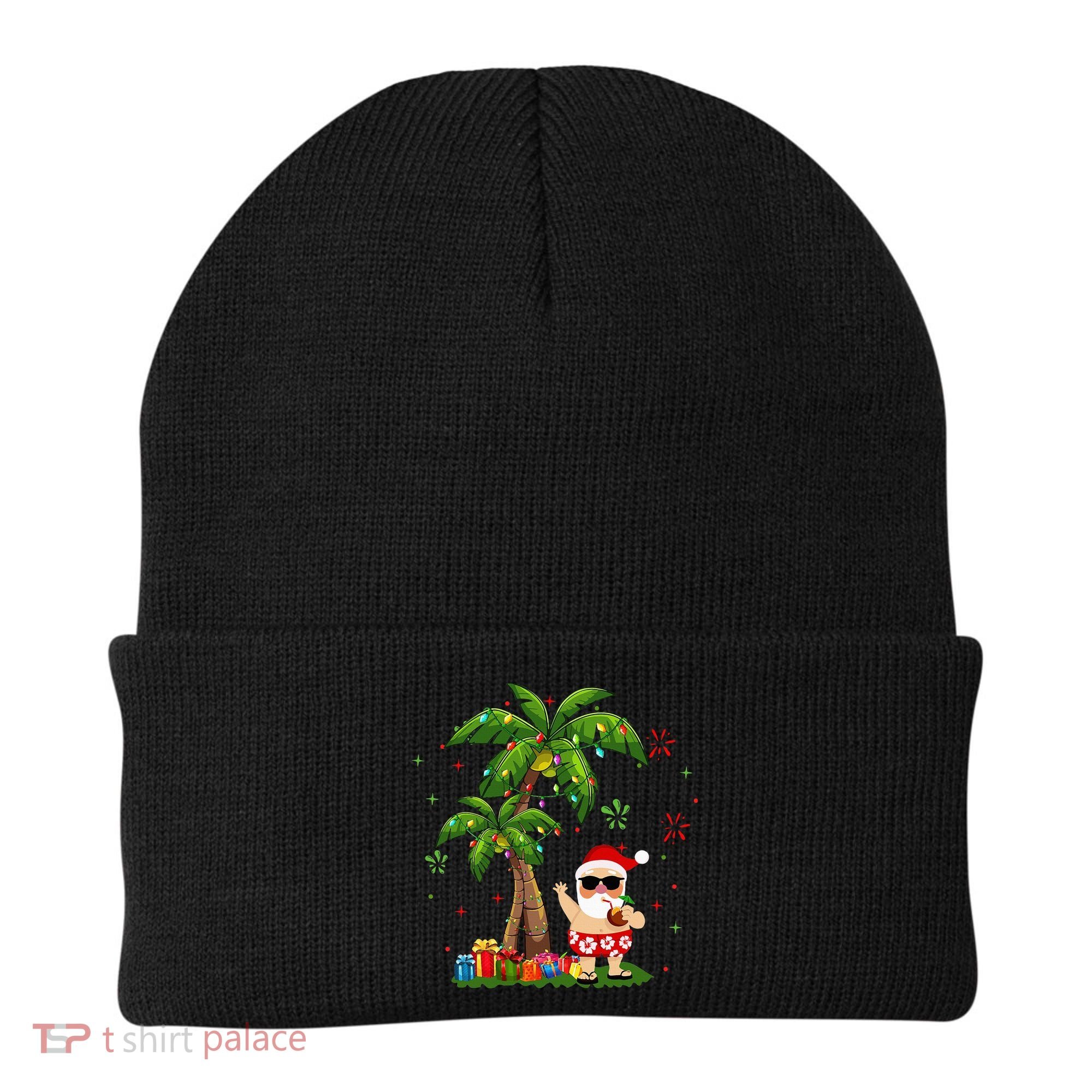 Santa Hawaiian Christmas Palm Tree Lights Xmas Beanie