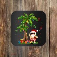 Santa Hawaiian Christmas Palm Tree Lights Xmas Coaster thumb 0