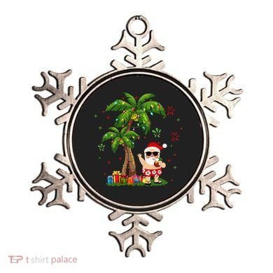 Santa Hawaiian Christmas Palm Tree Lights Xmas Ornament