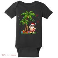 Santa Hawaiian Christmas Palm Tree Lights Xmas Baby Bodysuit thumb 0