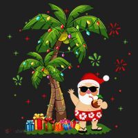 Santa Hawaiian Christmas Palm Tree Lights Xmas Hat thumb 2