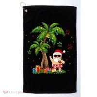 Santa Hawaiian Christmas Palm Tree Lights Xmas Golf Towel thumb 0