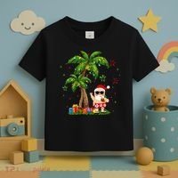 Santa Hawaiian Christmas Palm Tree Lights Xmas Toddler T-Shirt thumb 3