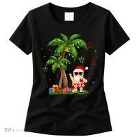 Santa Hawaiian Christmas Palm Tree Lights Xmas Women's T-Shirt thumb 0