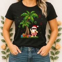 Santa Hawaiian Christmas Palm Tree Lights Xmas Women's T-Shirt thumb 2