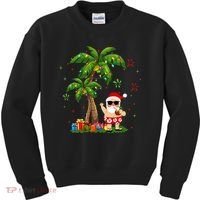 Santa Hawaiian Christmas Palm Tree Lights Xmas Kids Sweatshirt thumb 0