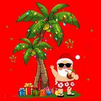 Santa Hawaiian Christmas Palm Tree Lights Xmas Santa Hat thumb 1