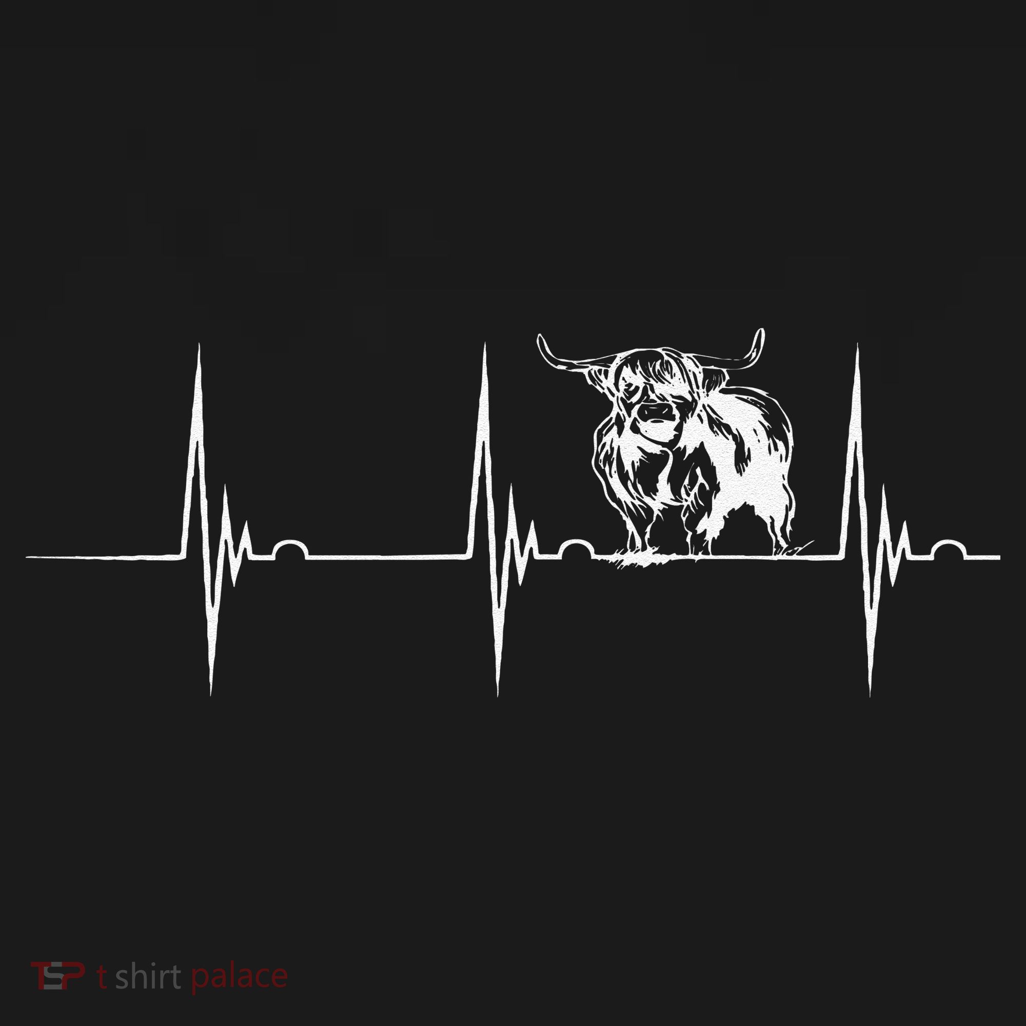 Scottish Highland Cow Heartbeat EKG Pulse Highlander Cow Long Sleeve Shirt