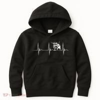 Scottish Highland Cow Heartbeat EKG Pulse Highlander Cow Kids Hoodie thumb 0